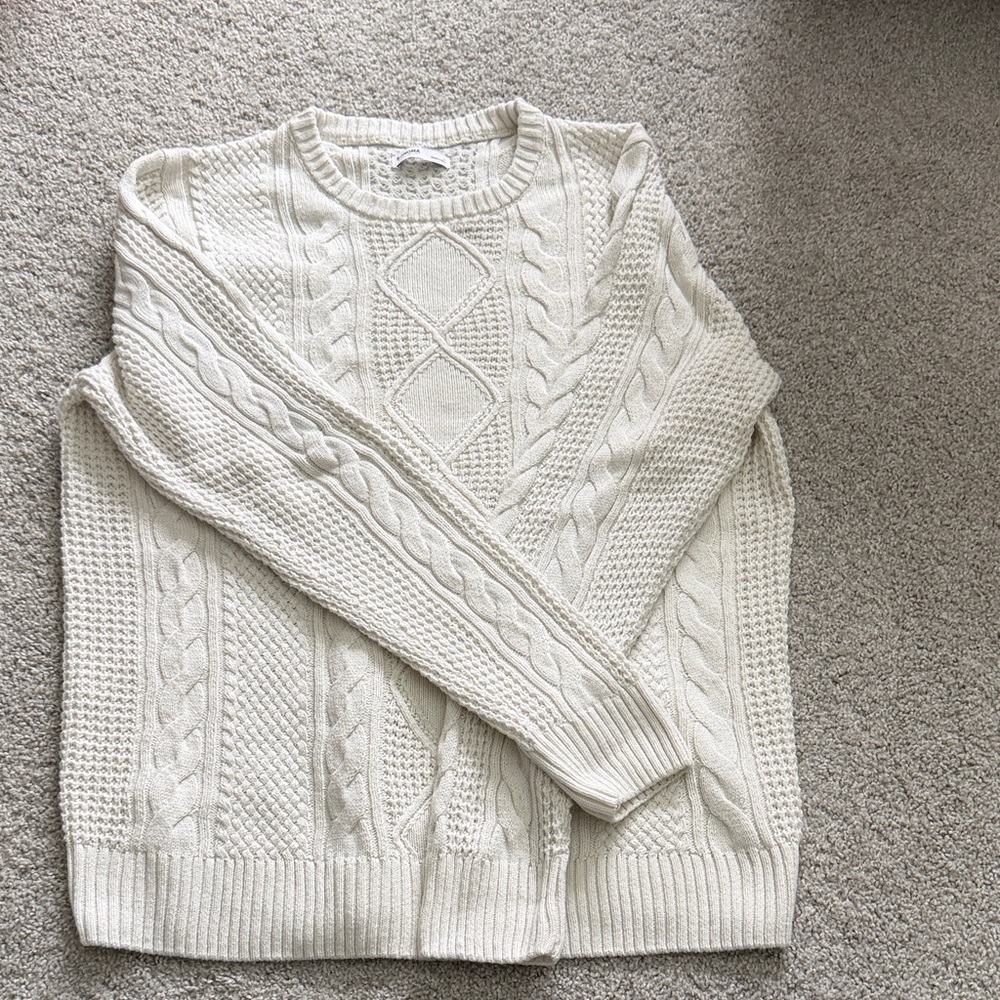 Men's Cream Cable Knit Sweater